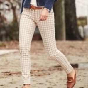 J. Mclaughlin NEW Lexi Houndstooth Tan White Jeans Pants Size 0